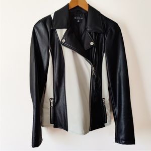 INC International Concepts Black & White Moto / Biker Jacket